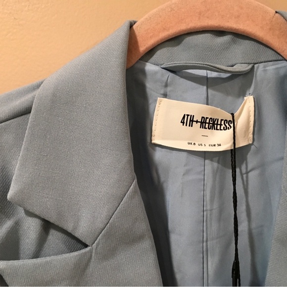 4th Reckless Women S Blue Peak Collar Long Sleeve Oversize Blazer Jacket New - Picture 8 of 10